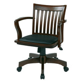 Espresso Bankers Chair w/ Wood Arms & Vinyl Seat
